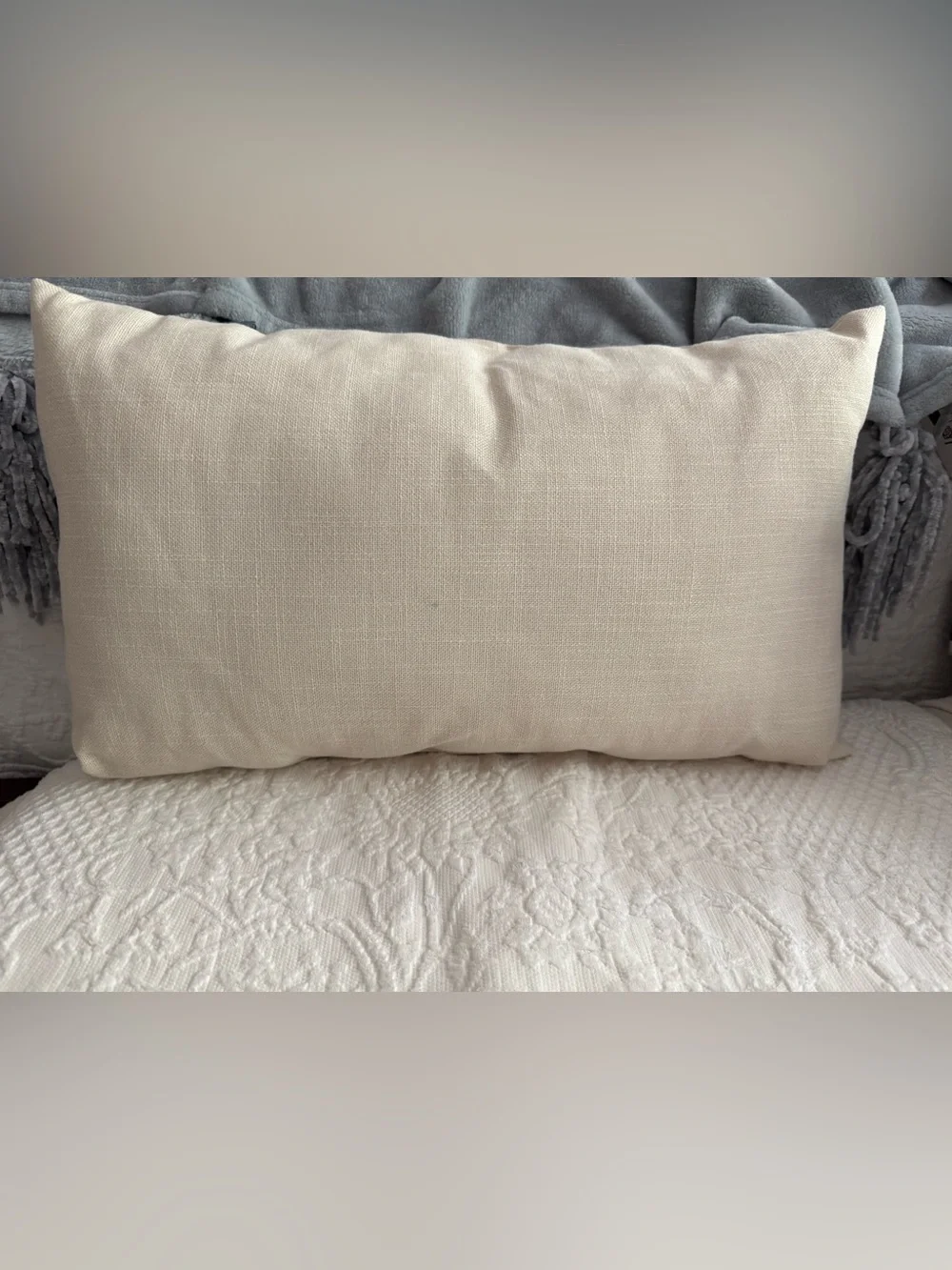 Embroidered 'Pardon My French' Decorative Pillow - Blue on Cream